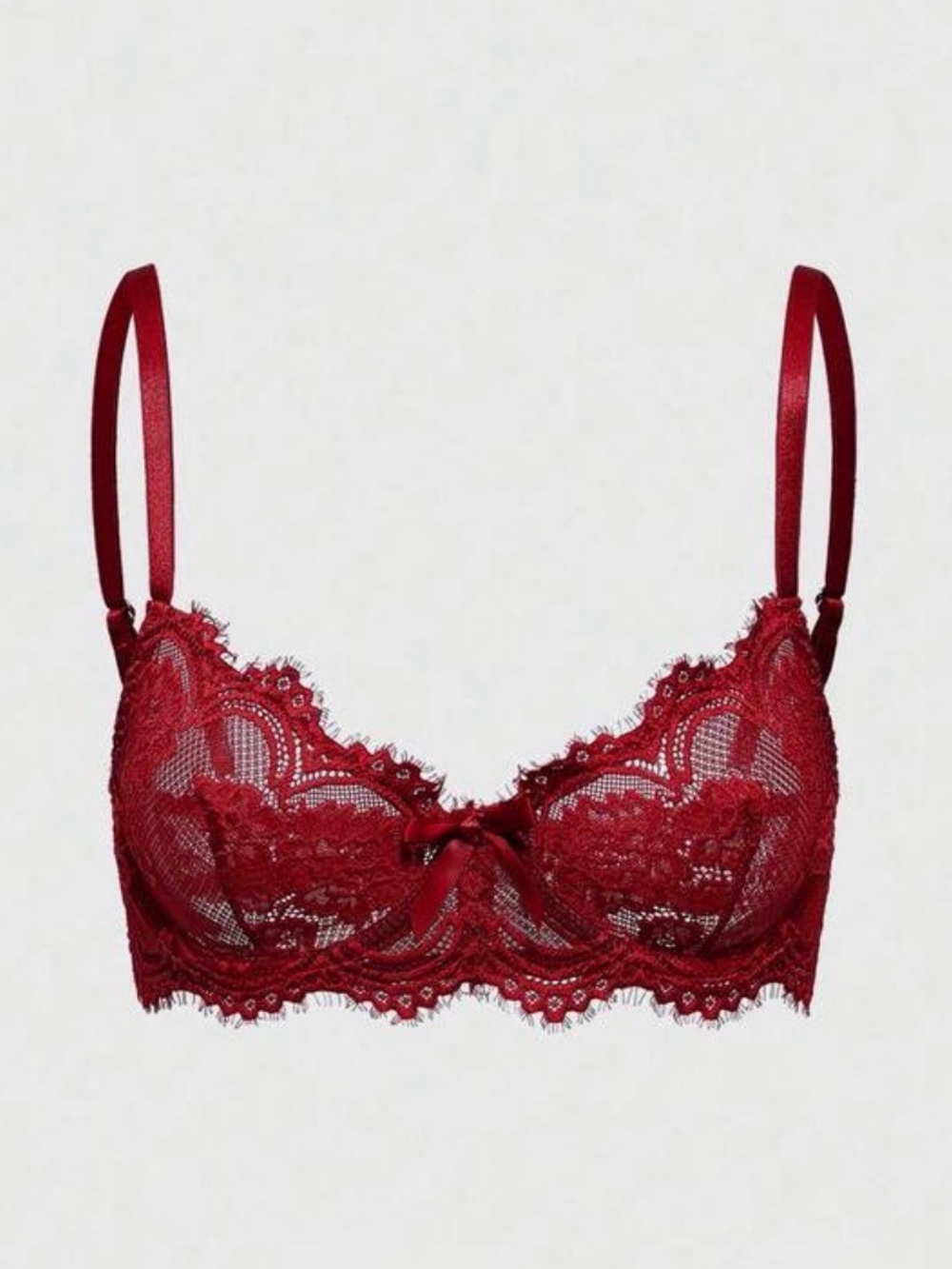 NWOT Lace Balconette Bra in Deep Red, M